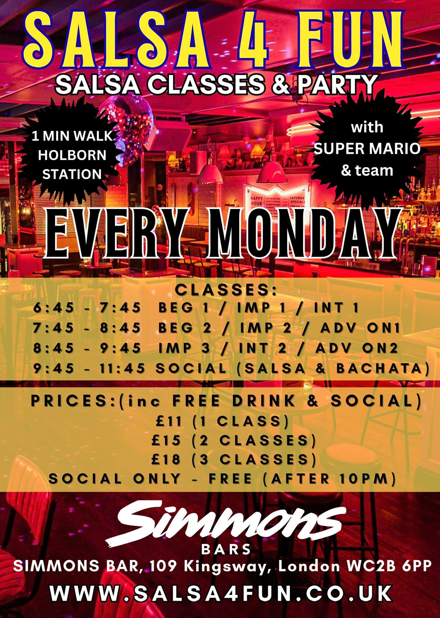 Simmons Bar Schedule